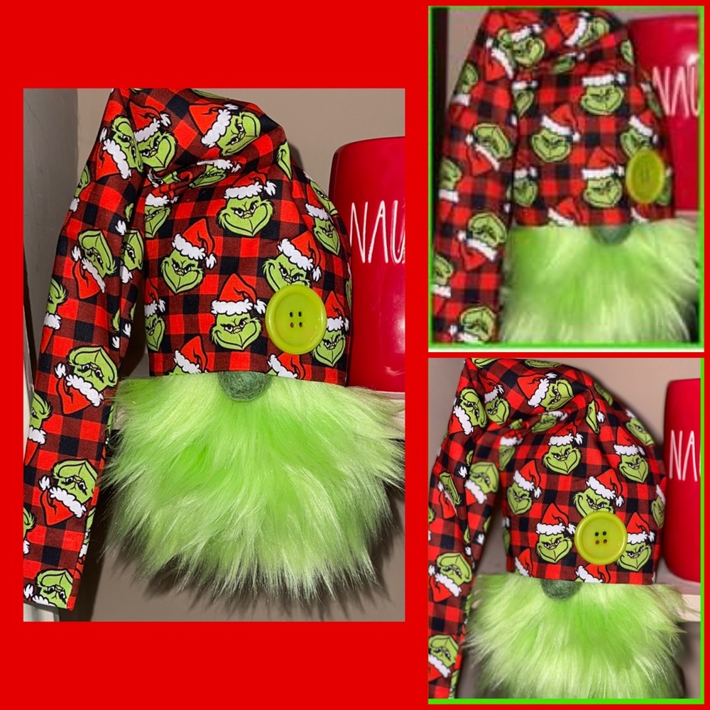 The Grinch Buffalo Plaid Check Gingham Christmas Gnome 🌲